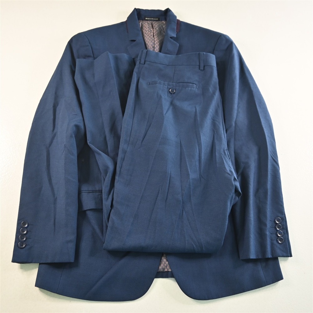 Bachrach 38R 36x32 Blue Stretch Slim Fit Mens Jacket Pants Suit